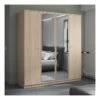 Armoire 4 Portes 2 Miroirs Chêne Blond - MAILLE
