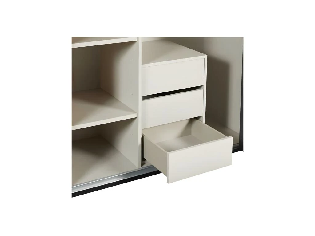 Armoire 280 Cm 2 Portes Coulissantes + Leds Chêne Naturel/Noir - ZEUS 6 Armoire 280 Cm 2 Portes Coulissantes + Leds Chêne Naturel/Noir - ZEUS – Image 6