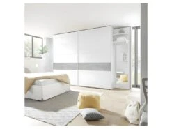 Armoire 2 Portes Coulissantes Blanc/Ciment - ANIECE N°3 -Fren Soldes Boutique armoire et dressing 22076489