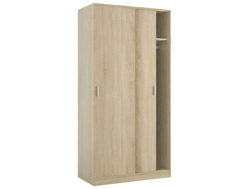 Vestiaire Dagnan, Armoire De Chambre à 2 Portes Coulissantes, Armoire Avec étagère Et Barre De Cintre, 100x50h200 Cm, Chêne 1 Vestiaire Dagnan, Armoire De Chambre à 2 Portes Coulissantes, Armoire Avec étagère Et Barre De Cintre, 100x50h200 Cm, Chêne