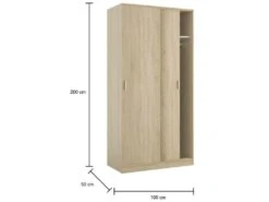 Vestiaire Dagnan, Armoire De Chambre à 2 Portes Coulissantes, Armoire Avec étagère Et Barre De Cintre, 100x50h200 Cm, Chêne 7 Vestiaire Dagnan, Armoire De Chambre à 2 Portes Coulissantes, Armoire Avec étagère Et Barre De Cintre, 100x50h200 Cm, Chêne -Fren Soldes Boutique armoire et dressing 22755005