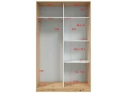 Armoire Waterbury, Armoire De Chambre Avec 2 Portes Coulissantes, Meuble Avec 4 étagères Et Tringle à Vêtements, 120x50h200 Cm, Chêne Knots -Fren Soldes Boutique armoire et dressing 22790009