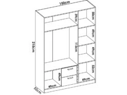 Armoire Argentella, Portemanteau Pour Chambre, Armoire Avec 3 Portes Battantes Et 2 Tiroirs, 150x52h215 Cm, Blanc 7 Armoire Argentella, Portemanteau Pour Chambre, Armoire Avec 3 Portes Battantes Et 2 Tiroirs, 150x52h215 Cm, Blanc -Fren Soldes Boutique armoire et dressing 22790313