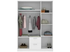 Armoire Argentella, Portemanteau Pour Chambre, Armoire Avec 3 Portes Battantes Et 2 Tiroirs, 150x52h215 Cm, Blanc 9 Armoire Argentella, Portemanteau Pour Chambre, Armoire Avec 3 Portes Battantes Et 2 Tiroirs, 150x52h215 Cm, Blanc -Fren Soldes Boutique armoire et dressing 22790317