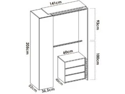 Armoire Sciliar, Structure Pour Dressing, Portemanteau Ouvert, 141x52h205 Cm, Blanc Et Anthracite -Fren Soldes Boutique armoire et dressing 22790371