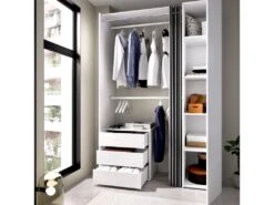 Armoire Sciliar, Structure Pour Dressing, Portemanteau Ouvert, 141x52h205 Cm, Blanc Et Anthracite -Fren Soldes Boutique armoire et dressing 22790373