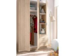 Armoire Cimone, Portemanteau Pour Chambre, Armoire Avec 3 Portes Battantes Et 3 Tiroirs, 121x52h184 Cm, Chêne -Fren Soldes Boutique armoire et dressing 22790509