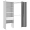 Armoire Wetterhorn, Structure Pour Dressing, Portemanteau Ouvert, 160x50h205 Cm, Blanc Et Gris