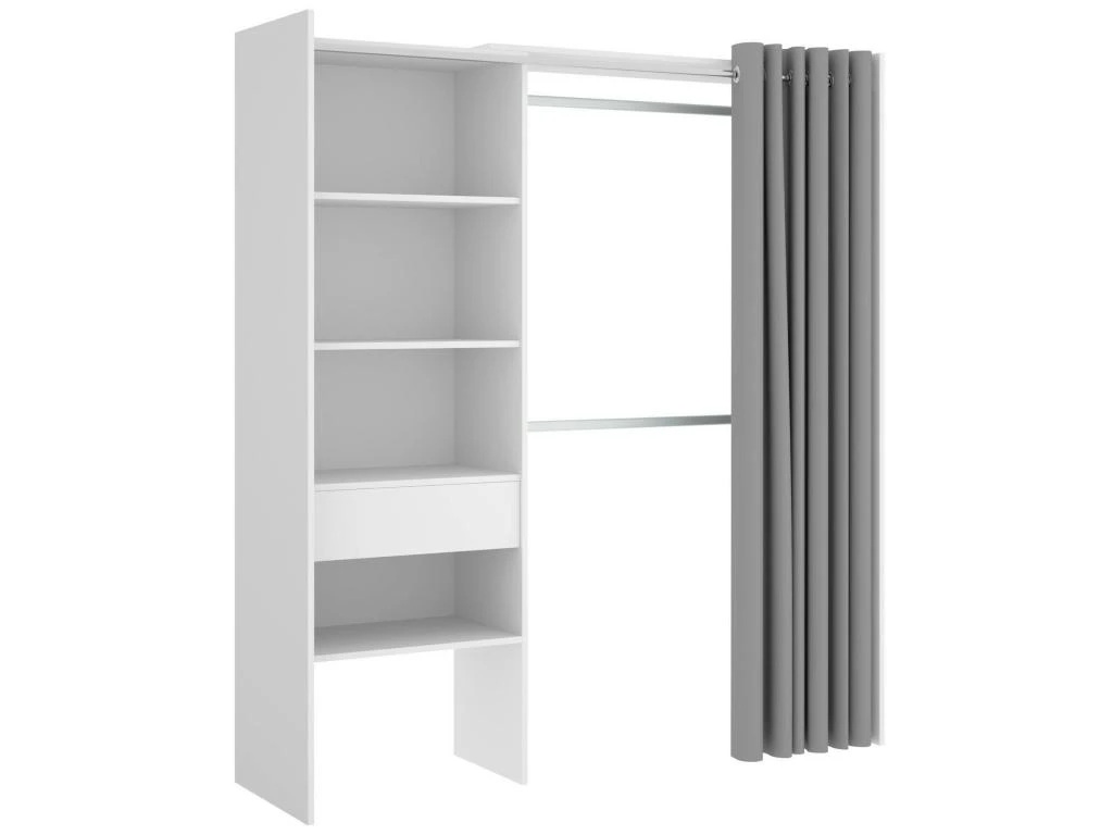 Armoire Wetterhorn, Structure Pour Dressing, Portemanteau Ouvert, 160x50h205 Cm, Blanc Et Gris 1 Armoire Wetterhorn, Structure Pour Dressing, Portemanteau Ouvert, 160x50h205 Cm, Blanc Et Gris