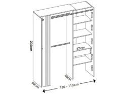 Armoire Wetterhorn, Structure Pour Dressing, Portemanteau Ouvert, 160x50h205 Cm, Blanc Et Gris 7 Armoire Wetterhorn, Structure Pour Dressing, Portemanteau Ouvert, 160x50h205 Cm, Blanc Et Gris -Fren Soldes Boutique armoire et dressing 22790637
