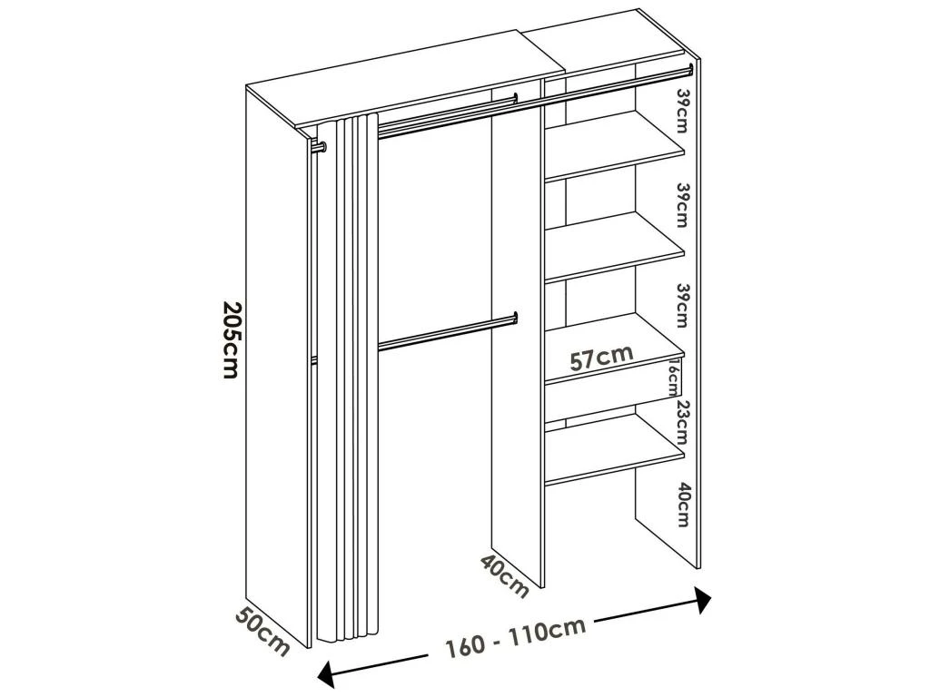 Armoire Wetterhorn, Structure Pour Dressing, Portemanteau Ouvert, 160x50h205 Cm, Blanc Et Gris 3 Armoire Wetterhorn, Structure Pour Dressing, Portemanteau Ouvert, 160x50h205 Cm, Blanc Et Gris – Image 3