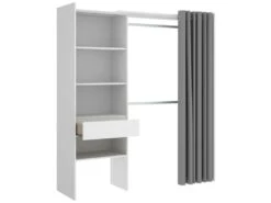 Armoire Wetterhorn, Structure Pour Dressing, Portemanteau Ouvert, 160x50h205 Cm, Blanc Et Gris 9 Armoire Wetterhorn, Structure Pour Dressing, Portemanteau Ouvert, 160x50h205 Cm, Blanc Et Gris -Fren Soldes Boutique armoire et dressing 22790641