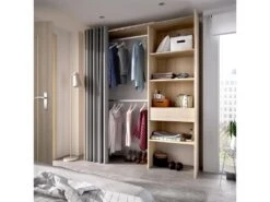 Armoire Wetterhorn, Structure Pour Dressing Avec Rideau, Portemanteau Ouvert, 160x50h203 Cm, Chêne -Fren Soldes Boutique armoire et dressing 22790861