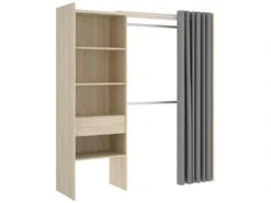 Armoire Wetterhorn, Structure Pour Dressing Avec Rideau, Portemanteau Ouvert, 160x50h203 Cm, Chêne -Fren Soldes Boutique armoire et dressing 22790863