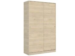 Armoire Denali, Porte-manteau Pour Chambre, Armoire Avec 2 Portes Coulissantes, 120x50h204 Cm, ChĂȘne