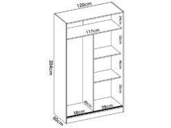 Armoire Denali, Porte-manteau Pour Chambre, Armoire Avec 2 Portes Coulissantes, 120x50h204 Cm, Chêne -Fren Soldes Boutique armoire et dressing 22790997