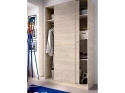 Armoire Denali, Porte-manteau Pour Chambre, Armoire Avec 2 Portes Coulissantes, 120x50h204 Cm, Chêne -Fren Soldes Boutique armoire et dressing 22790999