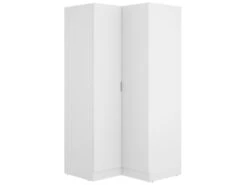 Armoire Elgon, Meuble D'angle Pour Chambre Ă Coucher, Armoire D'angle Avec 2 Portes Battantes, 91x93h184 Cm, Blanc