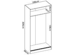 Armoire Kilimangiaro, Portemanteau Pour Chambre, Armoire Avec 2 Portes Coulissantes, 100x50h204 Cm, Chêne -Fren Soldes Boutique armoire et dressing 22791187