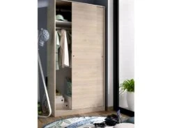 Armoire Kilimangiaro, Portemanteau Pour Chambre, Armoire Avec 2 Portes Coulissantes, 100x50h204 Cm, Chêne -Fren Soldes Boutique armoire et dressing 22791189