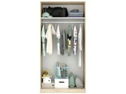 Armoire Kilimangiaro, Portemanteau Pour Chambre, Armoire Avec 2 Portes Coulissantes, 100x50h204 Cm, Chêne -Fren Soldes Boutique armoire et dressing 22791191