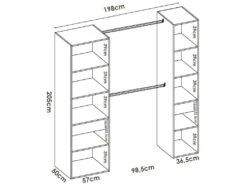 Armoire Everest, Structure Pour Dressing, Portemanteau Ouvert, 200x50h205 Cm, Blanc -Fren Soldes Boutique armoire et dressing 22791217