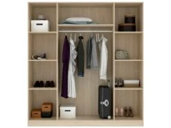 Armoire Bove, Cintre Pour Chambre, Armoire Avec 4 Portes Battantes, 200x52h215 Cm, Chêne -Fren Soldes Boutique armoire et dressing 22791259