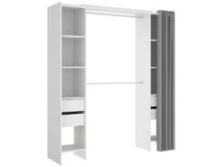 Armoire Resegone, Structure Pour Dressing, Cintre Ouvert, 180x50h205 Cm, Blanc Et Gris