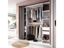 Armoire Resegone, Structure Pour Dressing, Cintre Ouvert, 180x50h205 Cm, Blanc Et Gris -Fren Soldes Boutique armoire et dressing 22791323