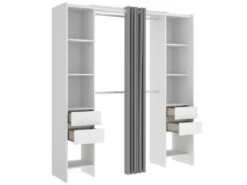 Armoire Resegone, Structure Pour Dressing, Cintre Ouvert, 180x50h205 Cm, Blanc Et Gris -Fren Soldes Boutique armoire et dressing 22791325