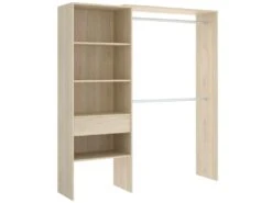 Armoire Lhotse, Structure Pour Dressing, Portemanteau Ouvert, 160x40h187 Cm, Chêne