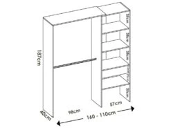 Armoire Lhotse, Structure Pour Dressing, Portemanteau Ouvert, 160x40h187 Cm, Chêne -Fren Soldes Boutique armoire et dressing 22791395