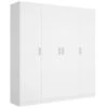 Armoire Bove, Portemanteau Pour Chambre, Armoire Avec 4 Portes Battantes, 200x52h215 Cm, Blanc