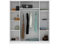 Armoire Bove, Portemanteau Pour Chambre, Armoire Avec 4 Portes Battantes, 200x52h215 Cm, Blanc -Fren Soldes Boutique armoire et dressing 22791467