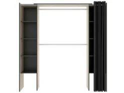 Armoire Manaslu, Structure Pour Dressing, Porte-manteau Extensible Ouvert, 180x50h205 Cm, Chêne Et Gris -Fren Soldes Boutique armoire et dressing 22791555