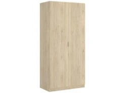 Armoire Giovo, Cintre Pour Chambre, Armoire Avec 2 Portes Battantes, 81x52h184 Cm, Chêne