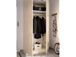 Armoire Giovo, Cintre Pour Chambre, Armoire Avec 2 Portes Battantes, 81x52h184 Cm, Chêne -Fren Soldes Boutique armoire et dressing 22791645