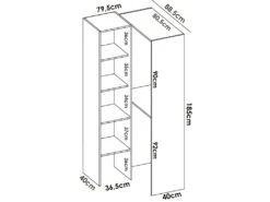 Armoire Bernina, Structure Pour Dressing D'angle, Porte-manteau D'angle Ouvert, 79x88h186 Cm, Blanc -Fren Soldes Boutique armoire et dressing 22791771