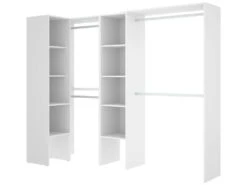 Armoire Quadro, Structure Pour Dressing D'angle, Porte-manteau D'angle Ouvert, 228x79h187 Cm, Blanc