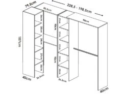 Armoire Quadro, Structure Pour Dressing D'angle, Porte-manteau D'angle Ouvert, 228x79h187 Cm, Blanc -Fren Soldes Boutique armoire et dressing 22791907