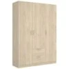 Armoire Argentella, Portemanteau Pour Chambre, Armoire Avec 3 Portes Battantes Et 2 Tiroirs, 150x52h215 Cm, Chêne