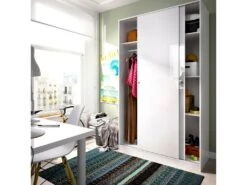 Armoire Denali, Porte-manteau Pour Chambre, Armoire Avec 2 Portes Coulissantes, 120x50h204 Cm, Blanc -Fren Soldes Boutique armoire et dressing 22792285