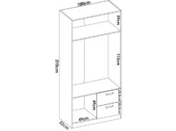 Armoire Velino, Portemanteau Pour Chambre, Armoire Avec 2 Portes Battantes Et 2 Tiroirs, 100x52h215 Cm, Blanc 7 Armoire Velino, Portemanteau Pour Chambre, Armoire Avec 2 Portes Battantes Et 2 Tiroirs, 100x52h215 Cm, Blanc -Fren Soldes Boutique armoire et dressing 22792579