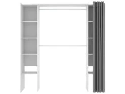Armoire Manaslu, Structure Pour Dressing, Portemanteau Ouvert, 180x50h205 Cm, Blanc Et Gris -Fren Soldes Boutique armoire et dressing 22792629