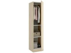 Armoire Cusna, Cintre Pour Chambre, Armoire Avec 1 Porte Simple, 41x52h184 Cm, Chêne -Fren Soldes Boutique armoire et dressing 22792773