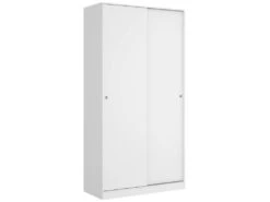 Armoire Kilimangiaro, Portemanteau Pour Chambre, Armoire Avec 2 Portes Coulissantes, 100x50h204 Cm, Blanc
