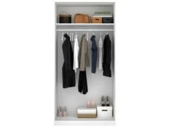 Armoire Kilimangiaro, Portemanteau Pour Chambre, Armoire Avec 2 Portes Coulissantes, 100x50h204 Cm, Blanc -Fren Soldes Boutique armoire et dressing 22792803