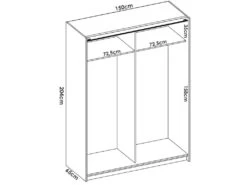 Armoire Nuptse, Porte-manteau Pour Chambre, Armoire Avec 2 Portes Coulissantes, 150x65h204 Cm, Blanc -Fren Soldes Boutique armoire et dressing 22792919