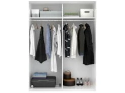 Armoire Nuptse, Porte-manteau Pour Chambre, Armoire Avec 2 Portes Coulissantes, 150x65h204 Cm, Blanc -Fren Soldes Boutique armoire et dressing 22792923