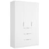 Armoire Falterona, Portemanteau Pour Chambre, Armoire Avec 3 Portes Battantes Et 3 Tiroirs, 135x52h204 Cm, Blanc